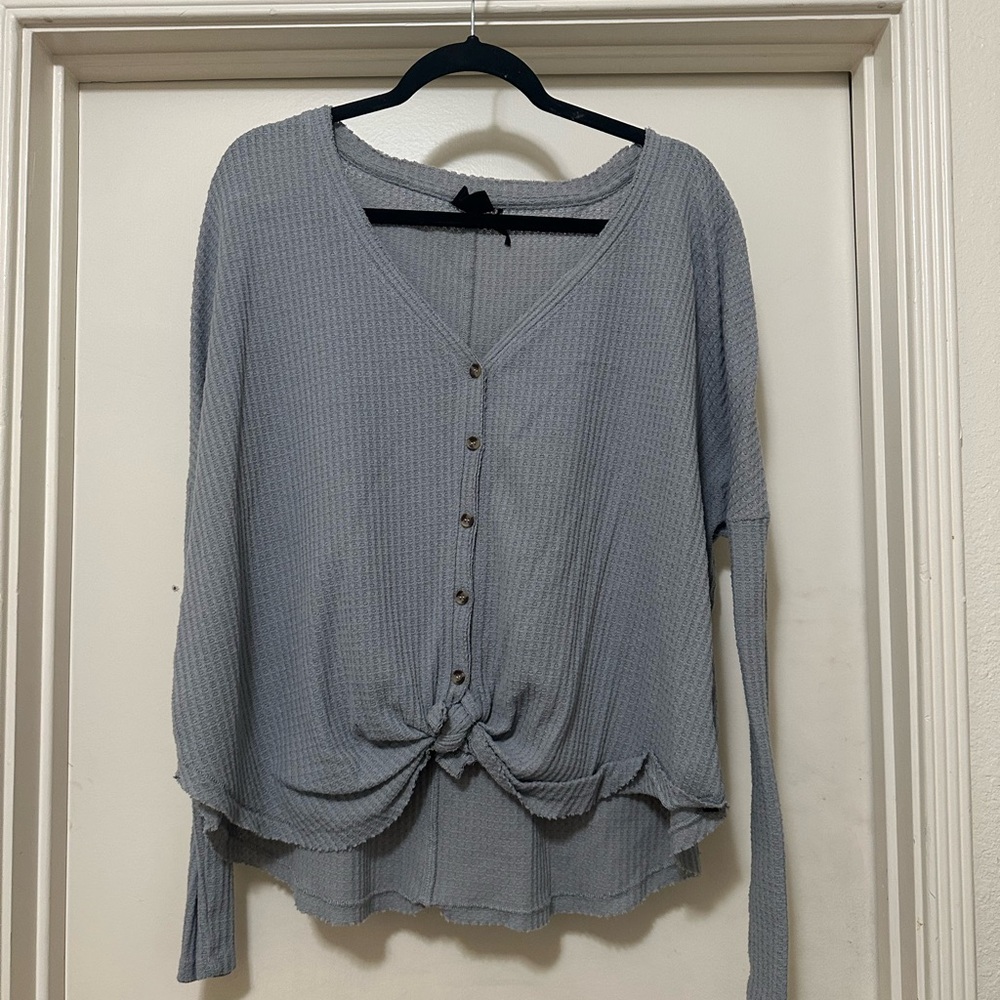 URBAN OUTFITTERS OUT FROM UNDER JOJO OVERSIZED WAFFLE KNIT THERMAL TOP